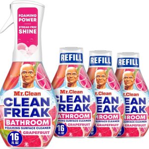 Mr. Clean Clean Freak Foaming Bathroom Surface Cleaner Multi-Surface Spray Starter Kit and Refill Bundle. Grapefruit Scent. 64 fl oz