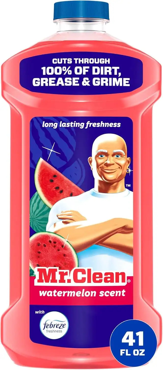 Mr. Clean All Purpose Cleaner. Mop Soap. Floor Cleaner for Mopping Home. Bathroom. & Kitchen. Cleaning Liquid for Mop & Bucket. Cleaning Supplies. Multi-Surface Dilutable. Watermelon. 41oz