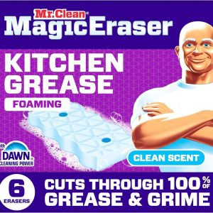 Mr. Clean Magic Eraser Foaming Sponge. Kitchen Grease Eraser. Dawn Cleaning Power. Oven Cleaner. Clean Scent. 6ct