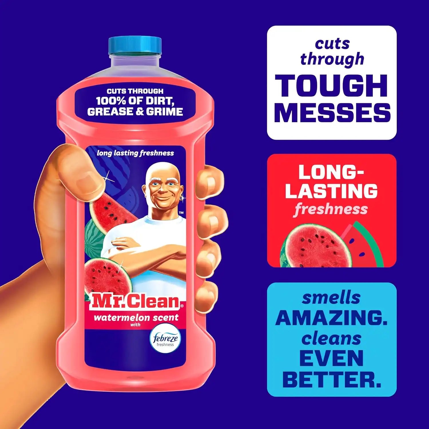 Mr. Clean All Purpose Cleaner. Mop Soap. Floor Cleaner for Mopping Home. Bathroom. & Kitchen. Cleaning Liquid for Mop & Bucket. Cleaning Supplies. Multi-Surface Dilutable. Watermelon. 41oz - Image 2