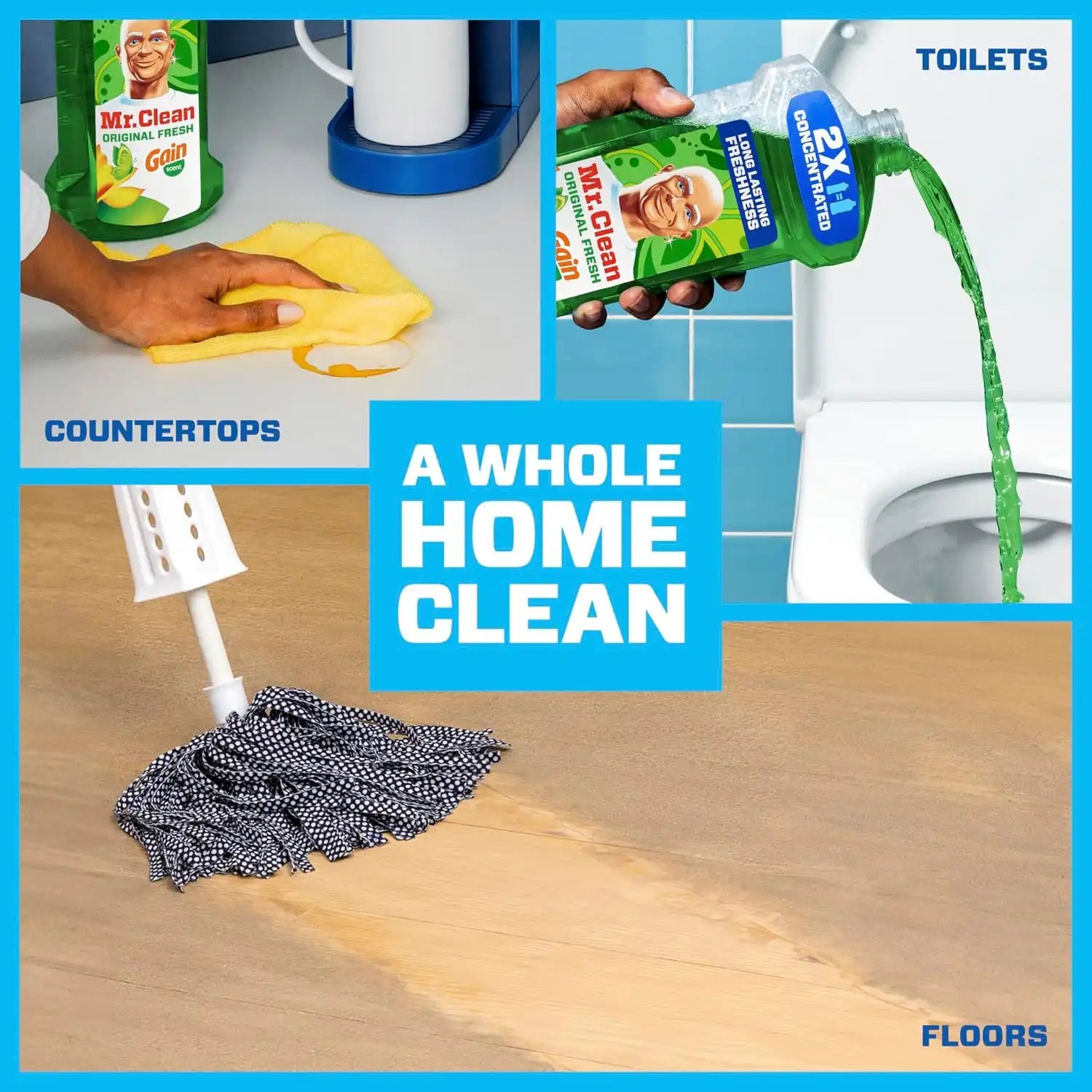 Mr. Clean All Purpose Cleaner. Floor Cleaner for Mopping Home. Bathroom. & Kitchen. Cleaning Liquid for Mop & Bucket. Cleaning Supplies. Multi-Surface Dilutable. Gain. 41oz (Pack of 4) - Image 3