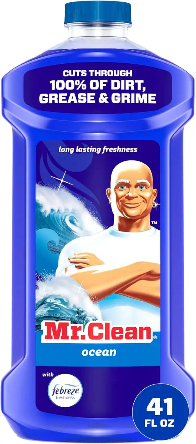 Mr. Clean All Purpose Cleaner. Mop Soap. Floor Cleaner for Mopping Home. Bathroom. & Kitchen. Cleaning Liquid for Mop & Bucket. Cleaning Supplies. Multi-Surface Dilutable. Ocean. 41oz