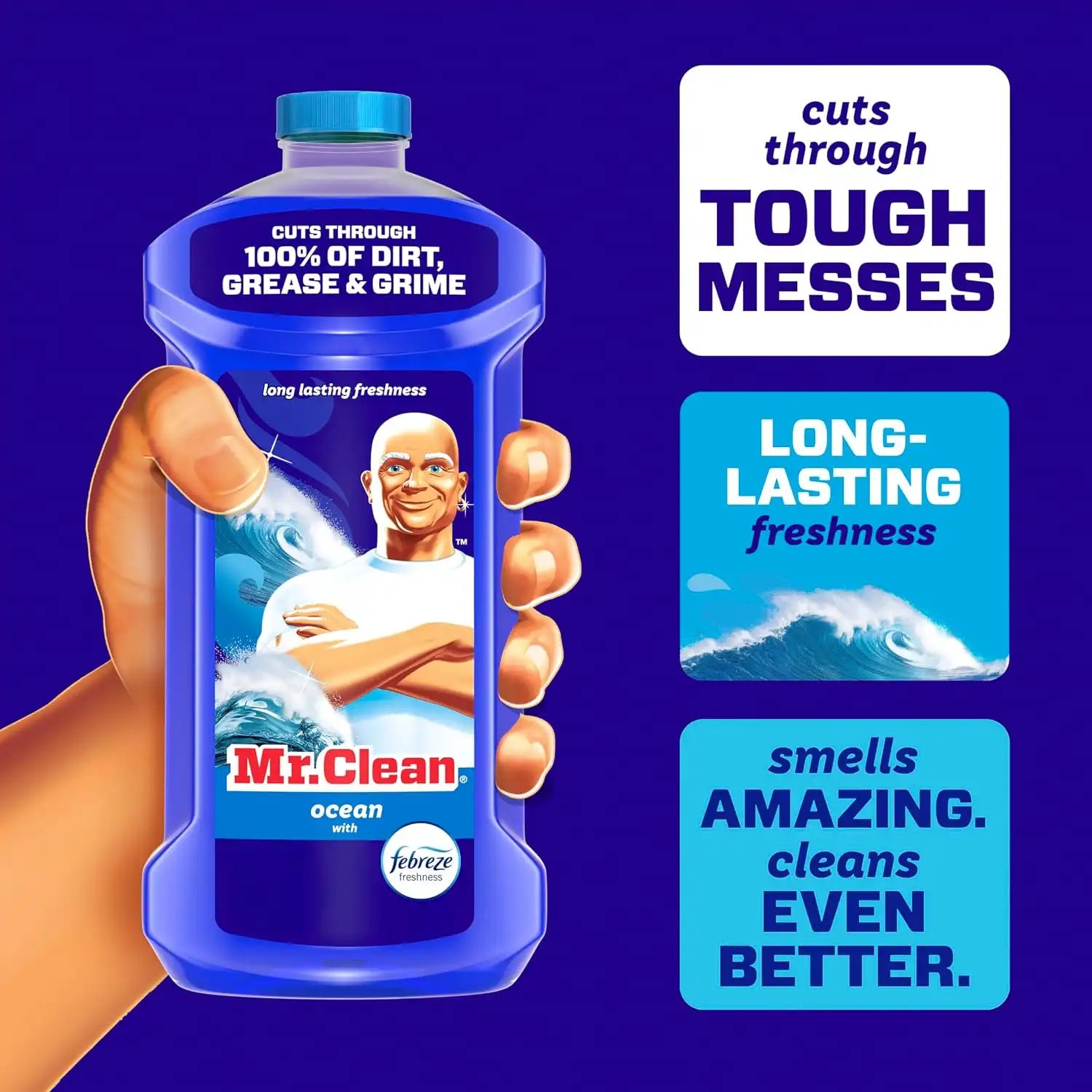 Mr. Clean All Purpose Cleaner. Mop Soap. Floor Cleaner for Mopping Home. Bathroom. & Kitchen. Cleaning Liquid for Mop & Bucket. Cleaning Supplies. Multi-Surface Dilutable. Ocean. 41oz - Image 2