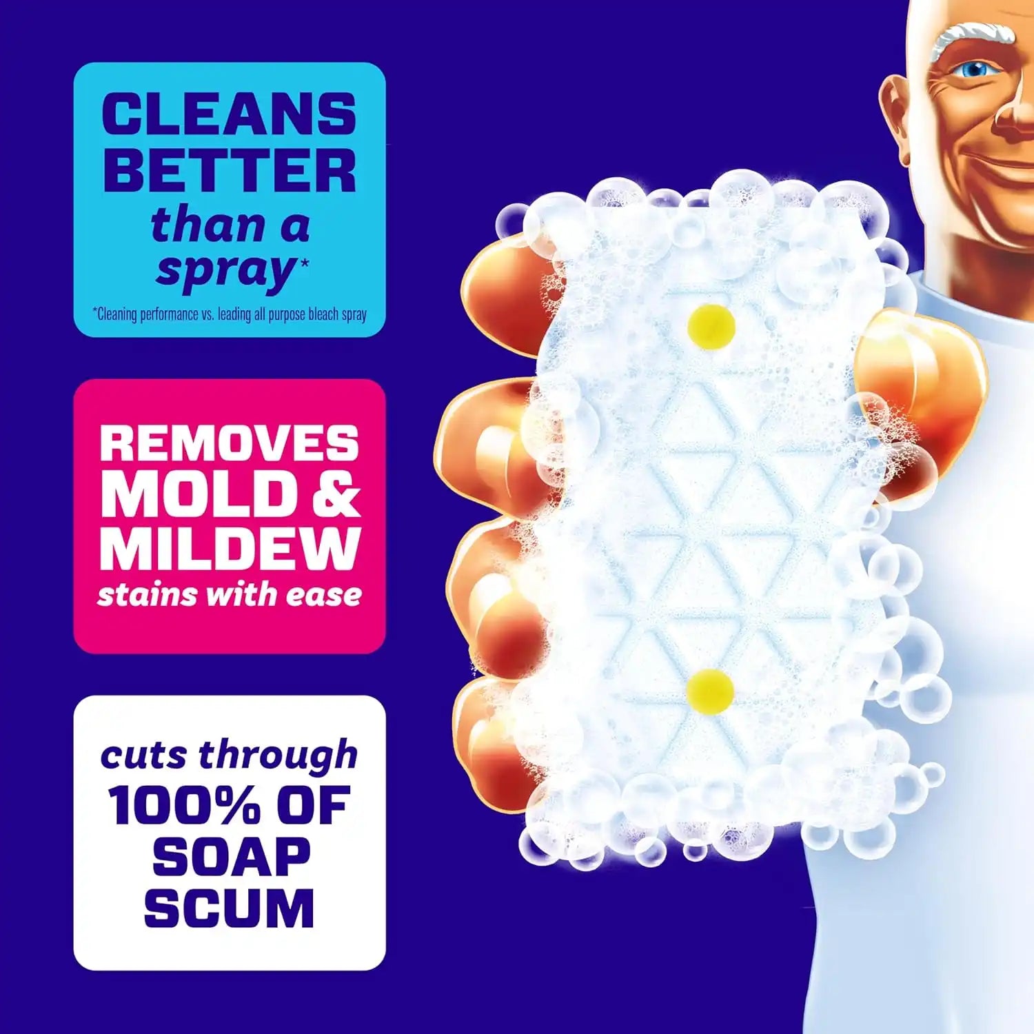 Mr. Clean Magic Eraser Sponge. Bathroom Cleaner. Shower Cleaner. Tub Cleaner. Soap Scum Remover. Bathroom Cleaning Supplies. Dawn Cleaning Power with Lemon Scent. 2 in 1 Bath. 5ct - Image 2