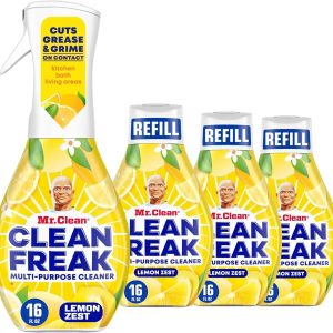 Mr. Clean Clean Freak Multi Surface Cleaning Spray. Deep Cleaning Mist Starter Kit and Refill Bundle. Lemon Zest Scent. 64 fl oz