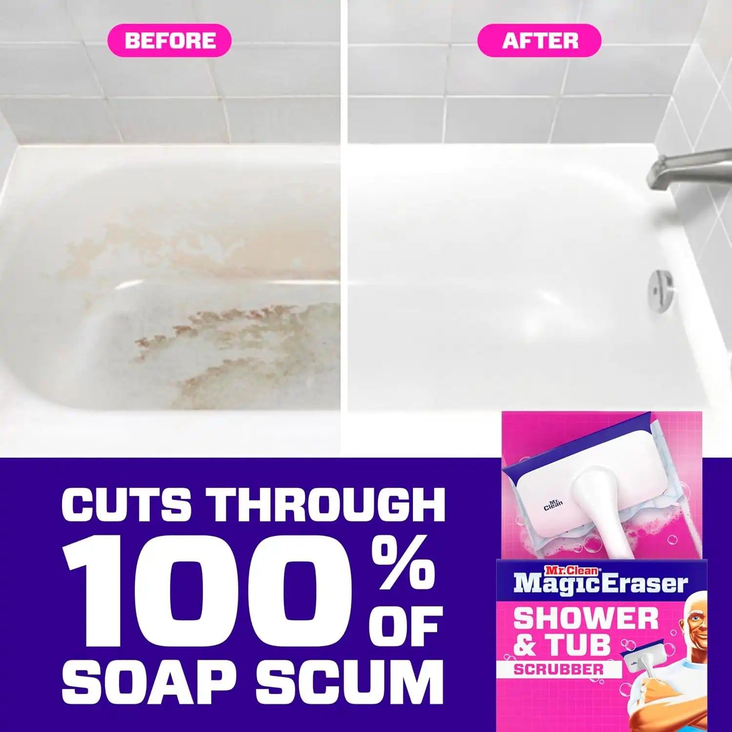 Mr. Clean Magic Eraser Shower & Tub Scrubber. Bathroom Cleaner. All in One Bathroom Cleaner. Lemon Starter Kit. 2 Scrubber. 5 Foaming Magic Erasers. 1 Whole Home Extra Durable Magic Eraser - Image 4