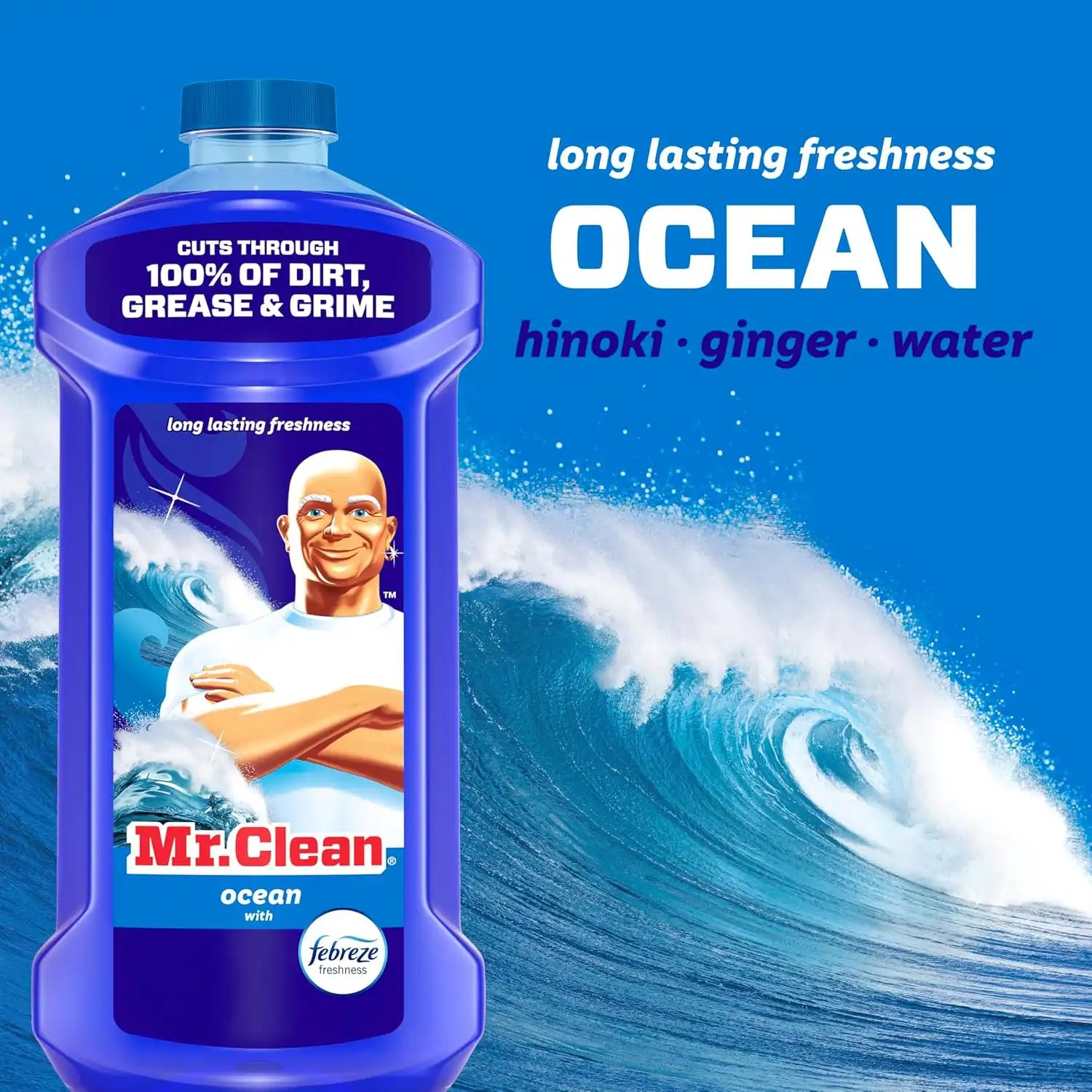 Mr. Clean All Purpose Cleaner. Mop Soap. Floor Cleaner for Mopping Home. Bathroom. & Kitchen. Cleaning Liquid for Mop & Bucket. Cleaning Supplies. Multi-Surface Dilutable. Ocean. 41oz - Image 4