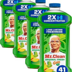 Mr. Clean All Purpose Cleaner. Floor Cleaner for Mopping Home. Bathroom. & Kitchen. Cleaning Liquid for Mop & Bucket. Cleaning Supplies. Multi-Surface Dilutable. Gain. 41oz (Pack of 4)